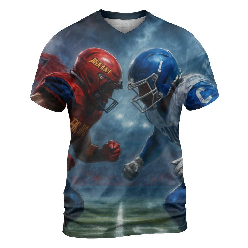 Gridiron Clash Under Tomahawk Skies artistic all-over print tops