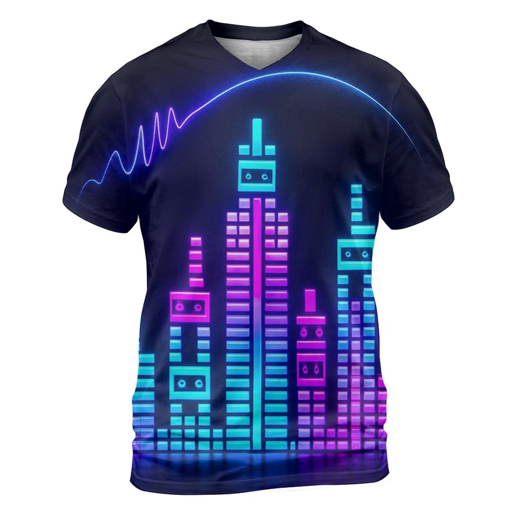 Neon Skyline Soundtrack designer pattern shirts