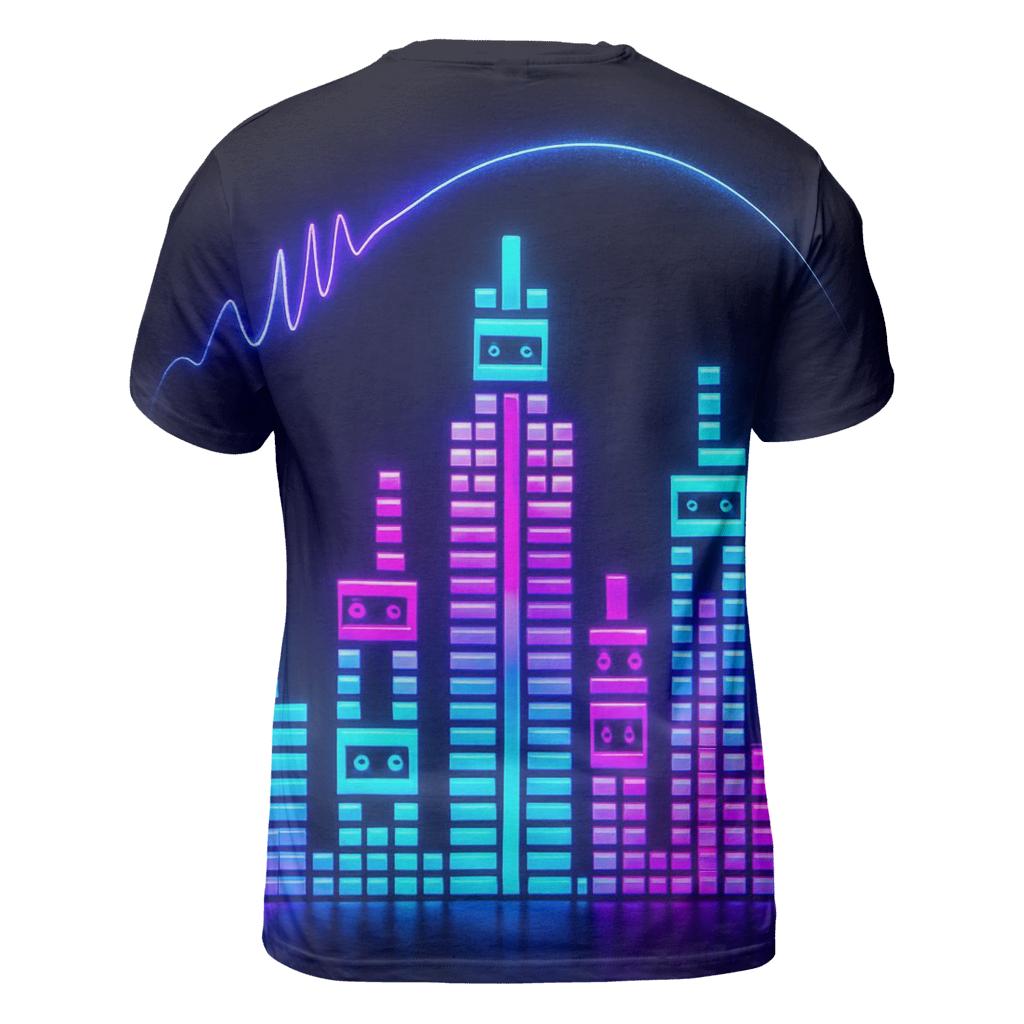 Neon Skyline Soundtrack designer pattern shirts