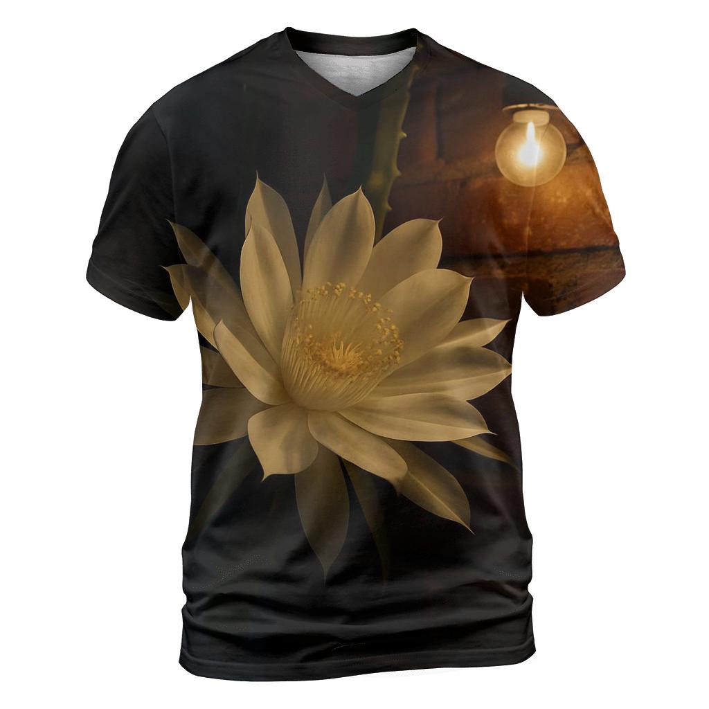 Night Blooming Cereus In Courtyard Glow creative print fashion shirts