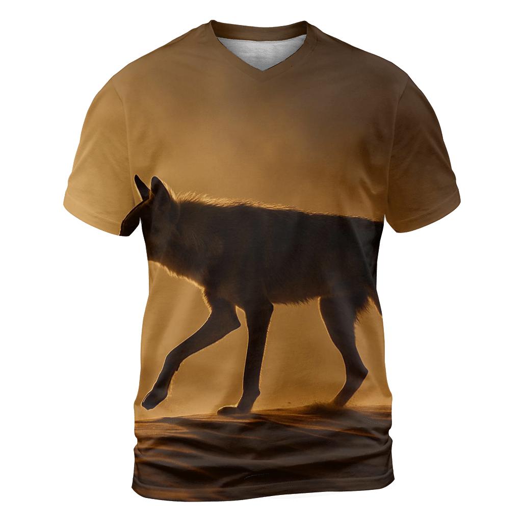 Desert Storm Steppe Wolf Silhouette vibrant all-over design tees