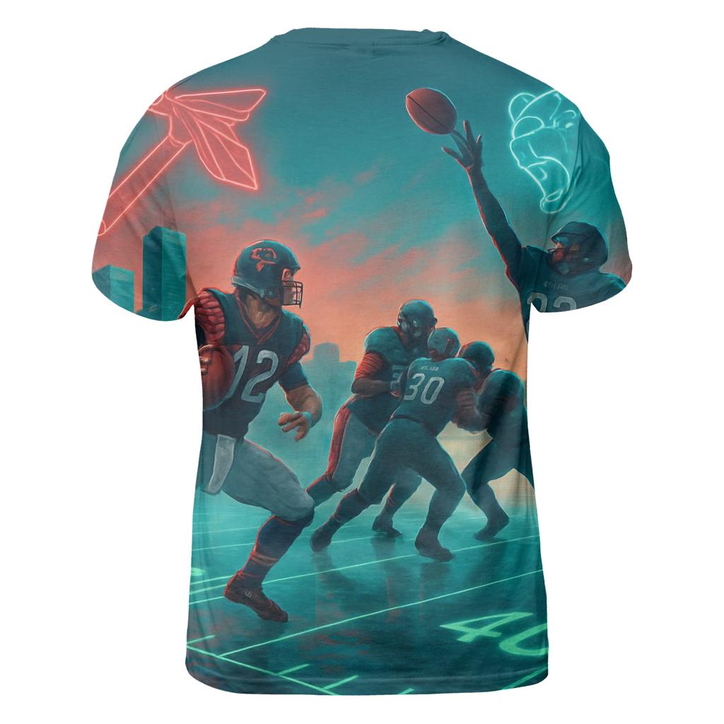 Skyline Showdown Between Feathers And Claws custom all-over print shirts