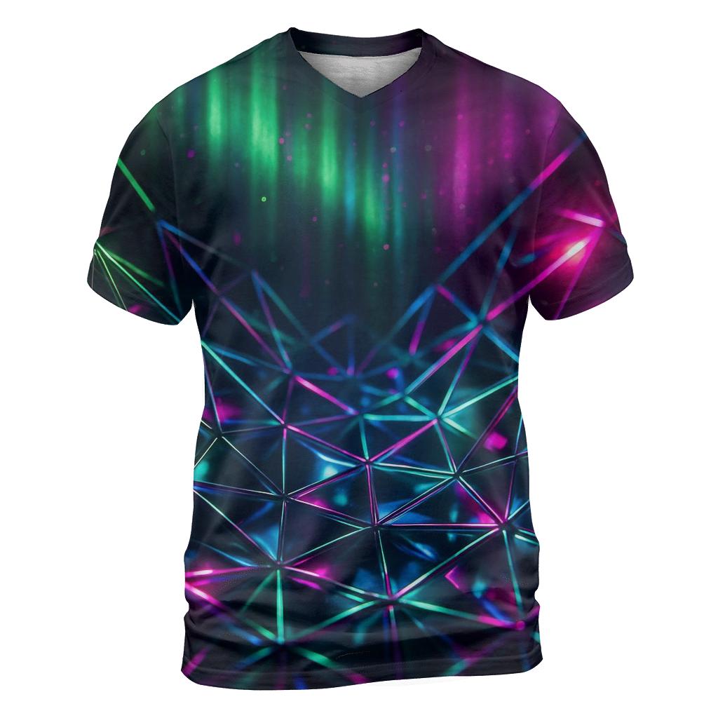 Chrome Aurora Lattice vibrant all-over design tees