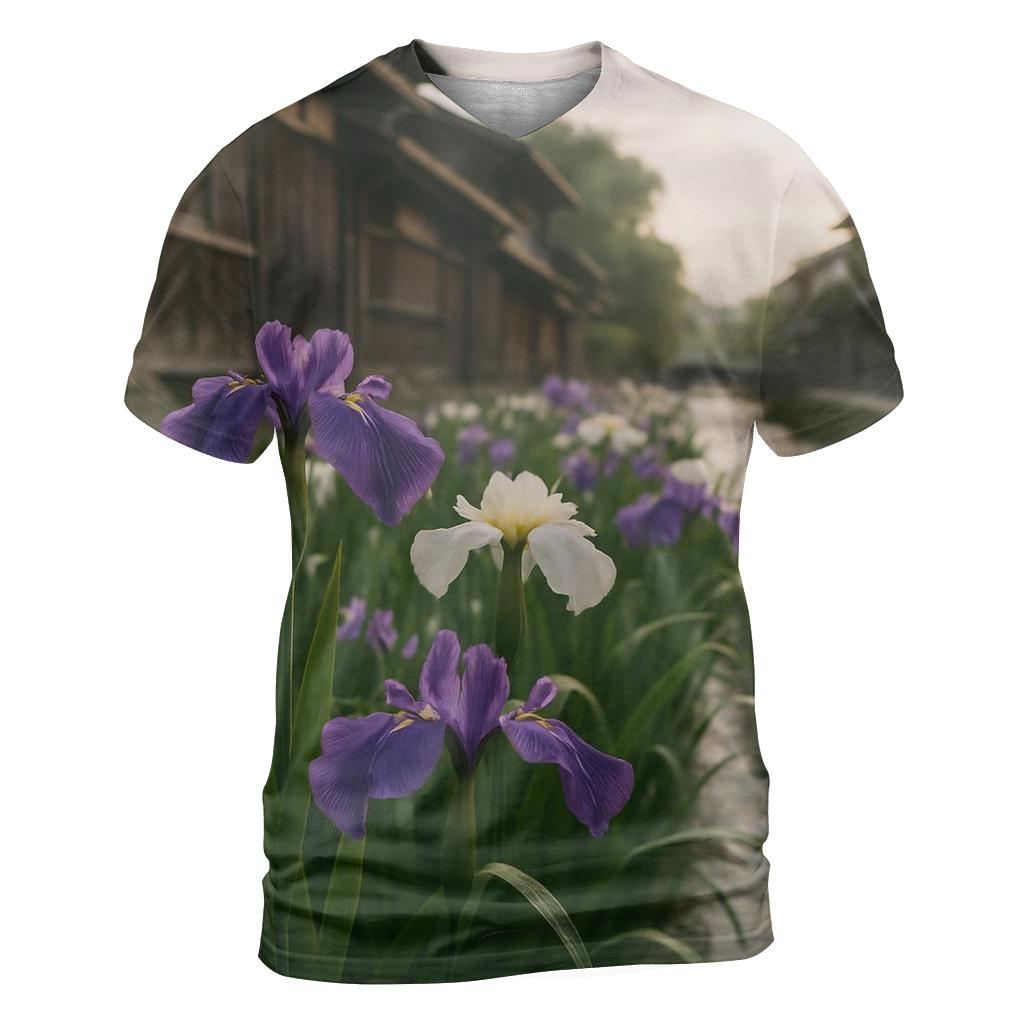 Iris Field Beside Old Japanese Canal statement graphic shirts
