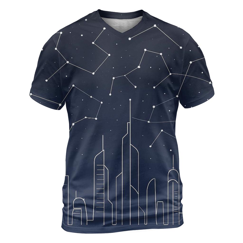 Cosmic City Horizon Line artistic all-over print tops