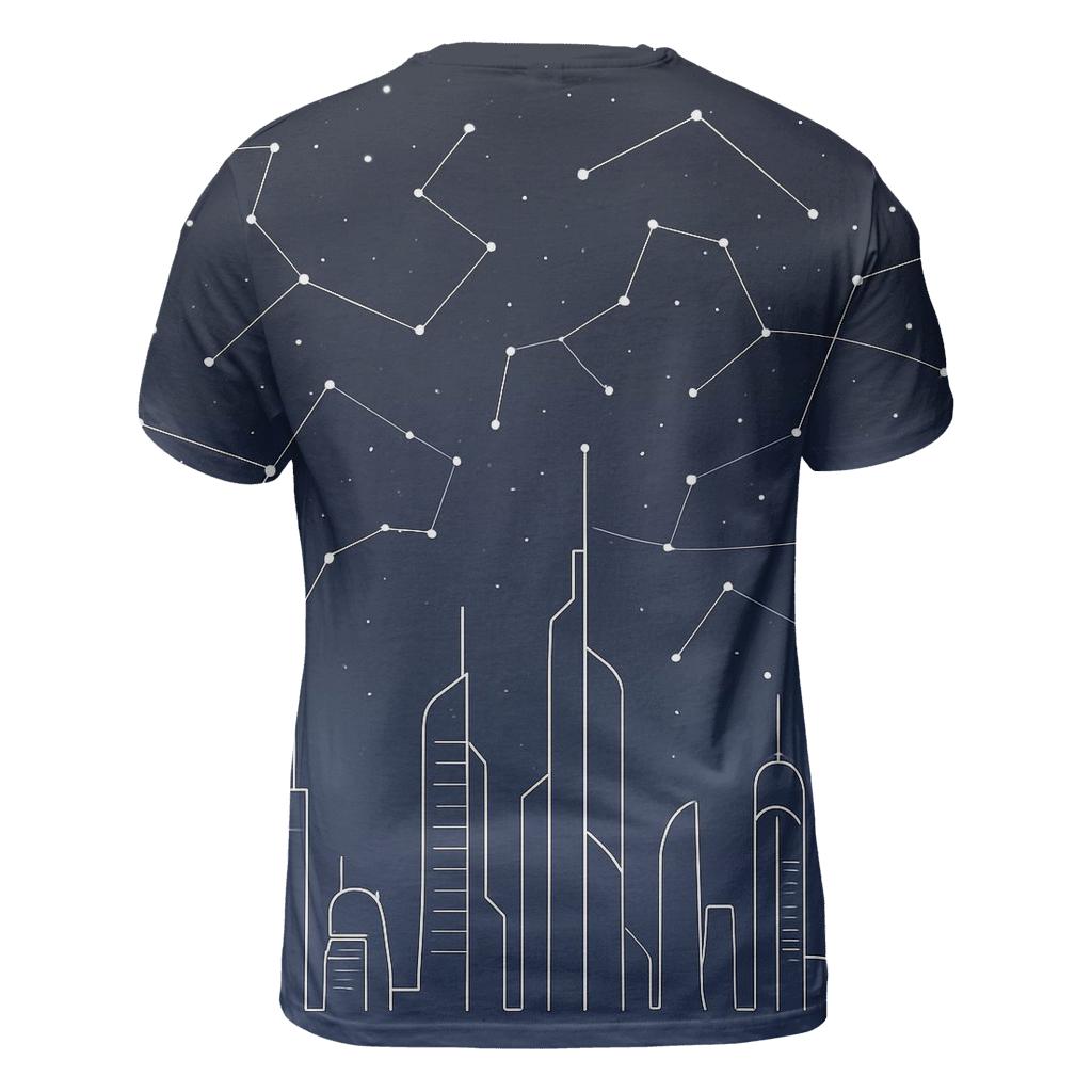 Cosmic City Horizon Line artistic all-over print tops
