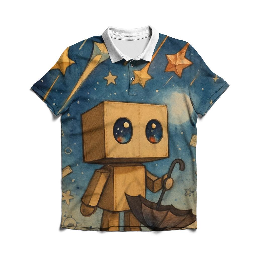 Cardboard Robot Meteor Shower casual sports polo shirts