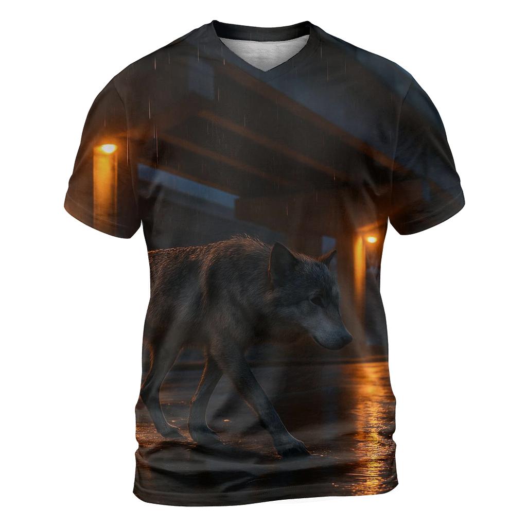 Rain Slick Highway Overpass Wolf unique graphic print tees