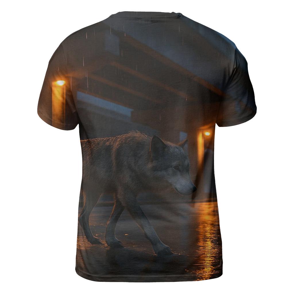 Rain Slick Highway Overpass Wolf unique graphic print tees