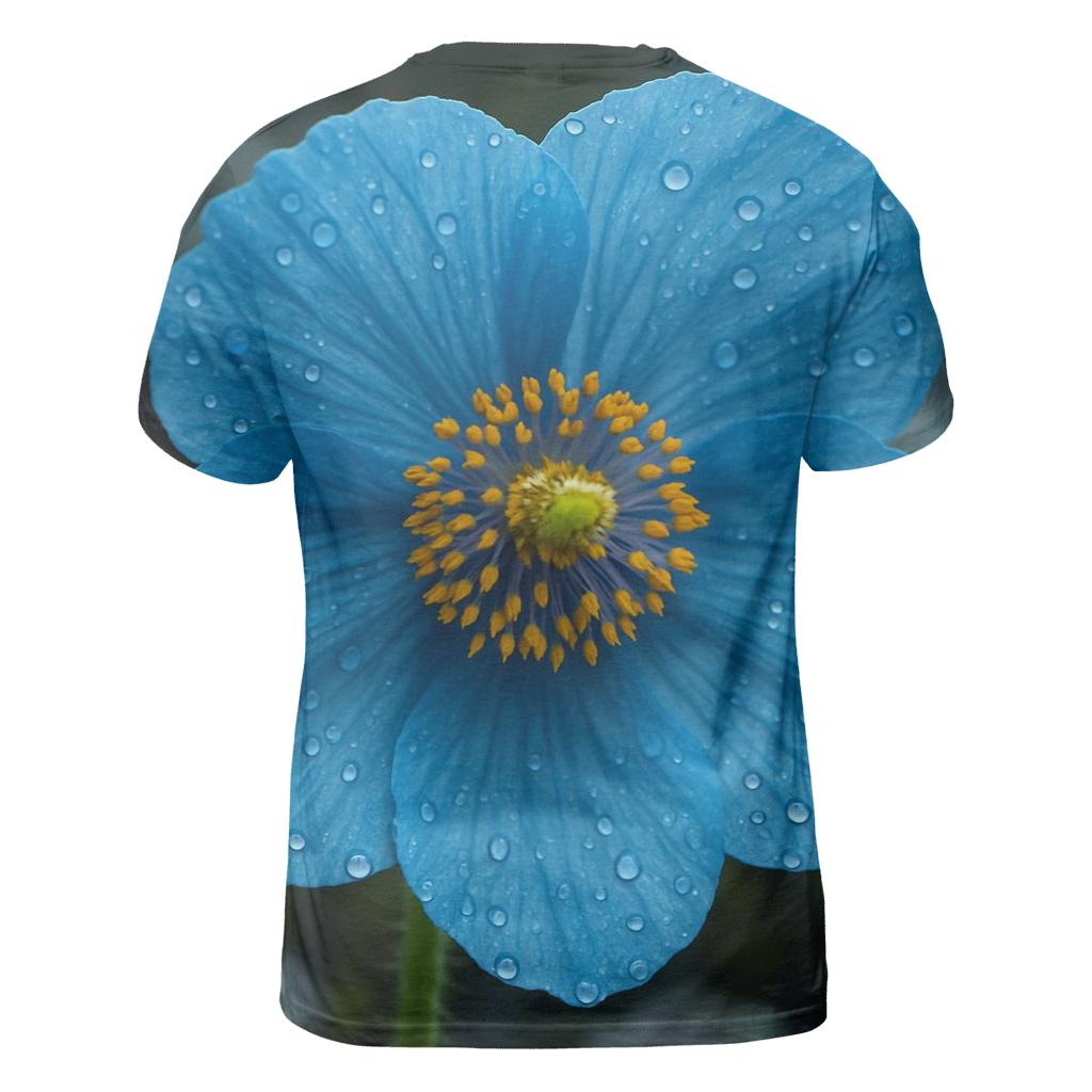 Water Droplets On Himalayan Blue Poppy custom all-over print shirts