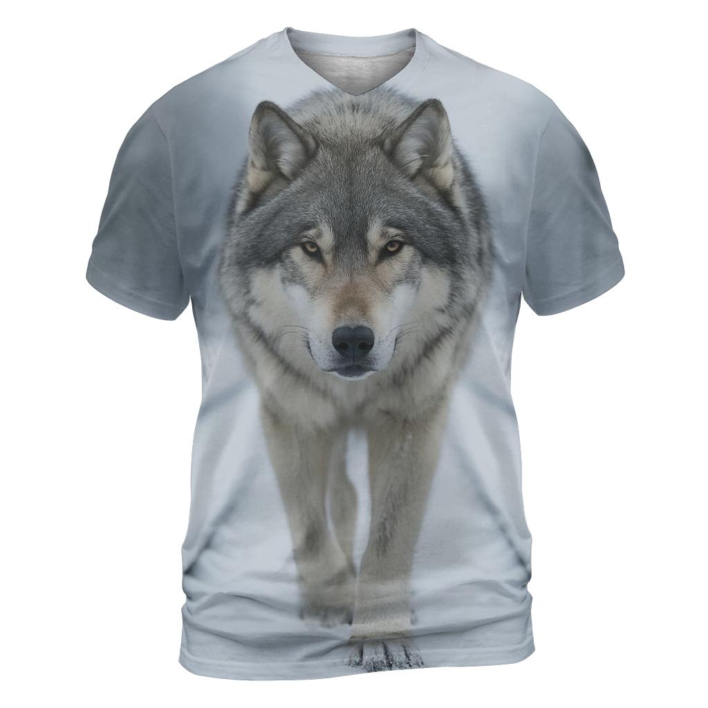 Train Track Snow Wolf Territorial Walk trendy printed shirt styles
