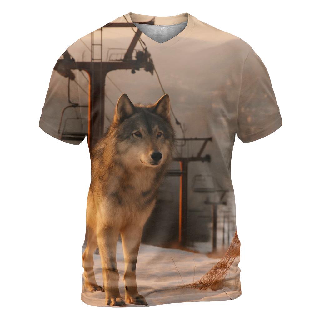 Abandoned Ski Resort Ridge Wolf designer pattern shirts