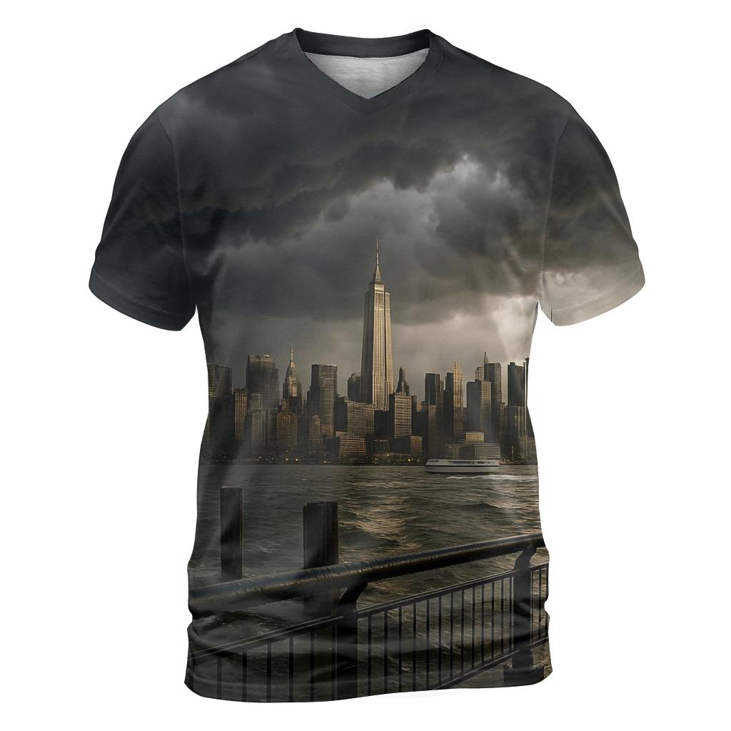 Storm Front Over Midtown From New Jersey unique graphic print tees