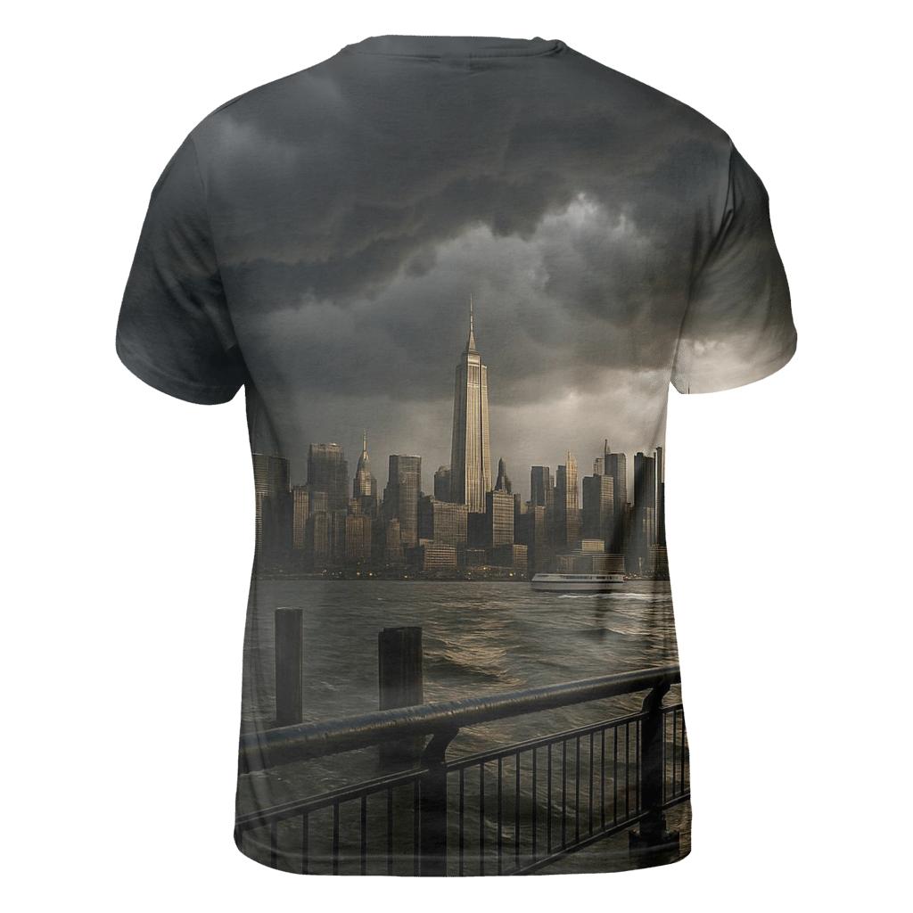 Storm Front Over Midtown From New Jersey unique graphic print tees