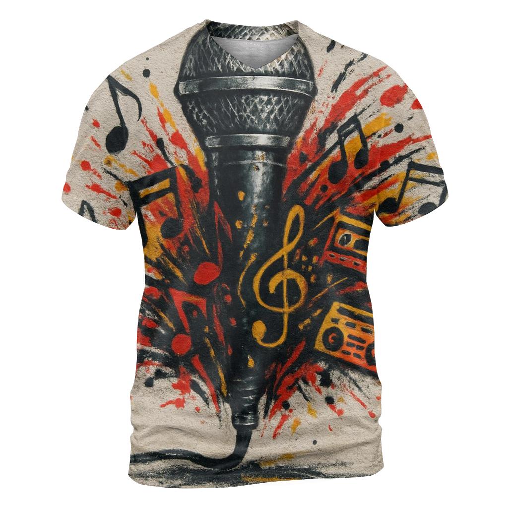 Street Mic Graffiti Burst vibrant all-over design tees