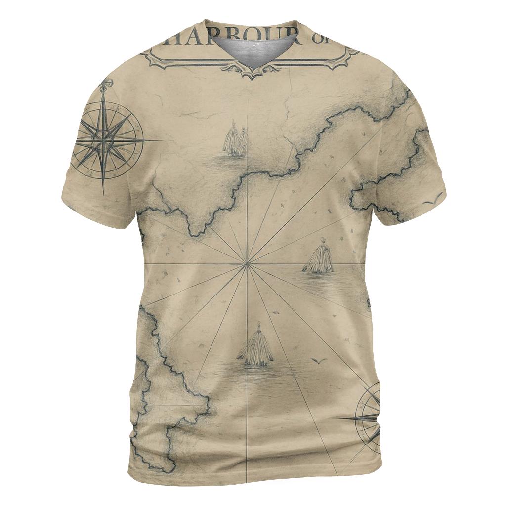 Old Harbor Nautical Chart Print vibrant all-over design tees