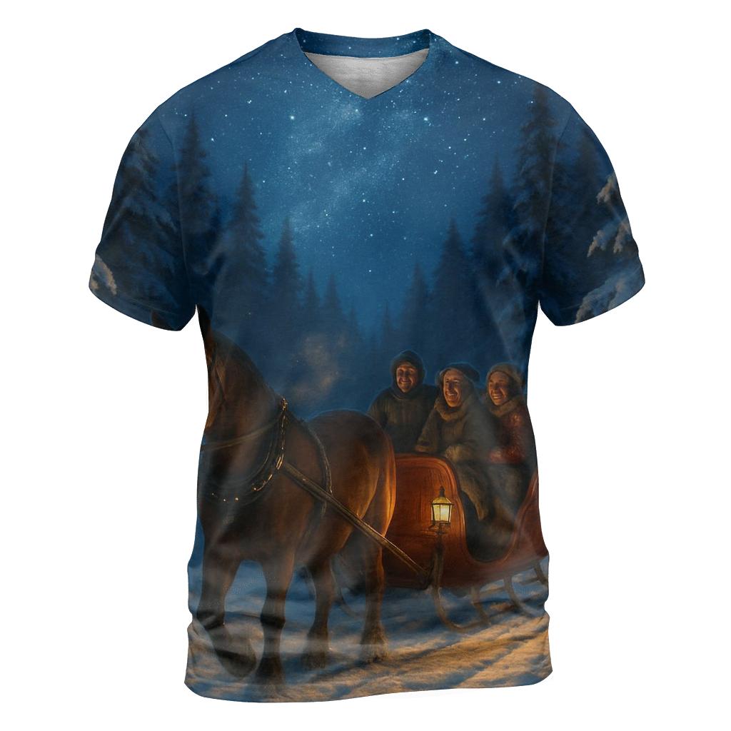 Starlit Sleigh Ride Through Pines designer pattern shirts