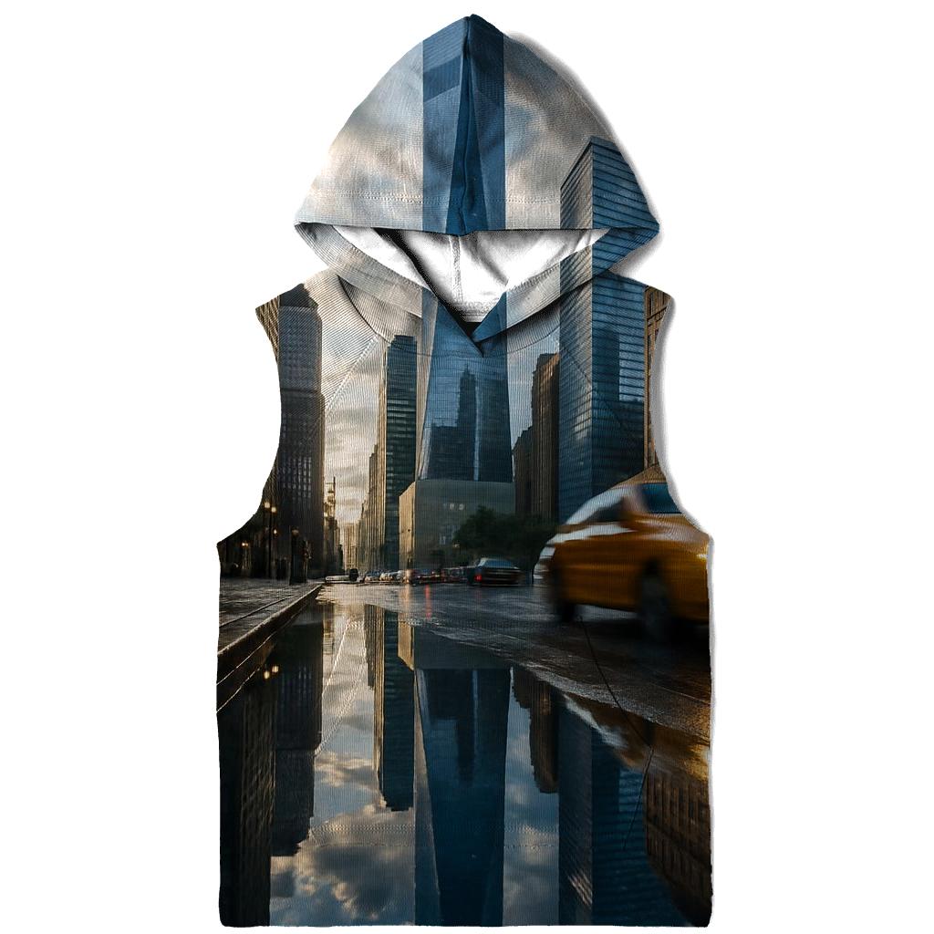 Financial District Reflections After Rain premium hoodies