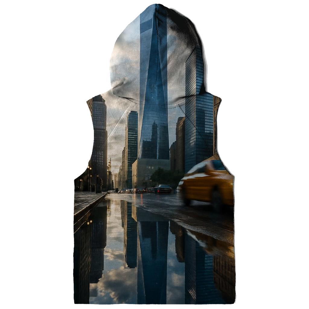 Financial District Reflections After Rain premium hoodies