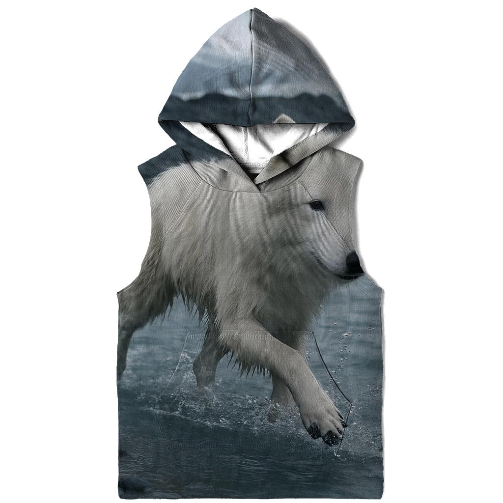 Glacial River Crossing Arctic Wolf hoodie trends