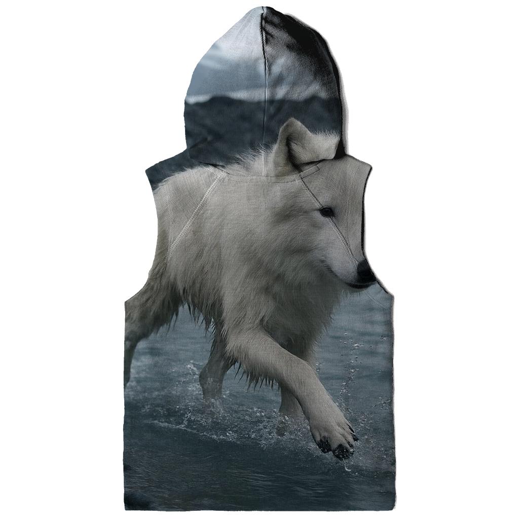 Glacial River Crossing Arctic Wolf hoodie trends