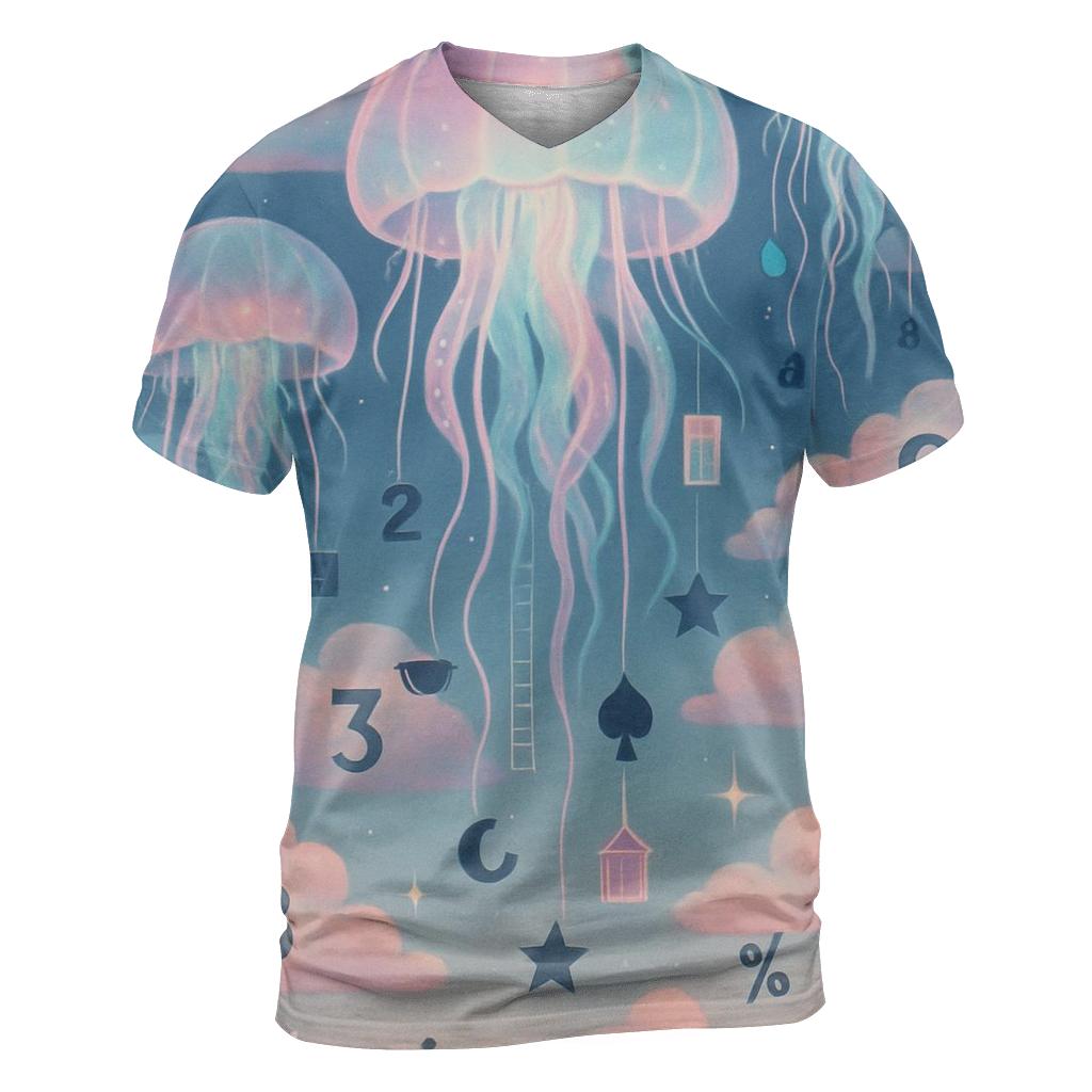 Jellyfish Lottery Clouds artistic all-over print tops