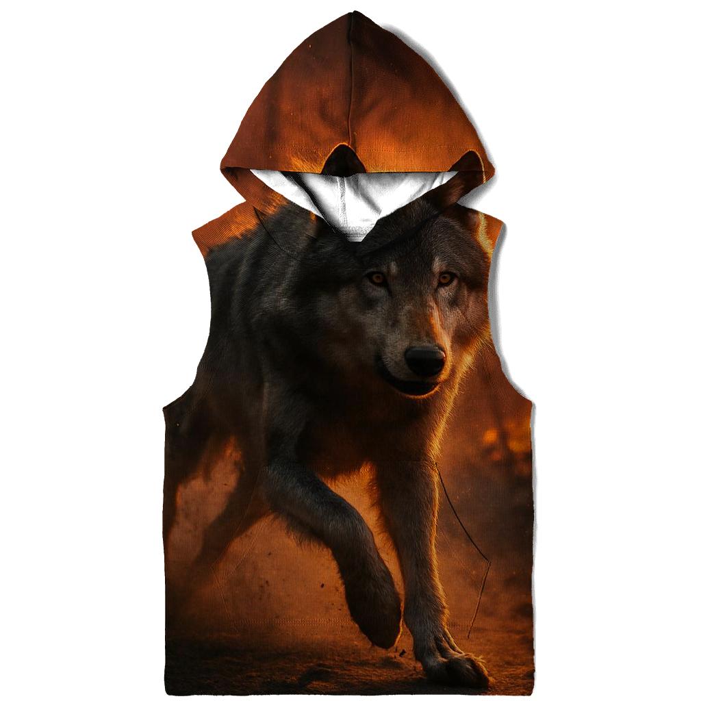 Fireline Escape Forest Wolf At Dusk embroidered hoodies