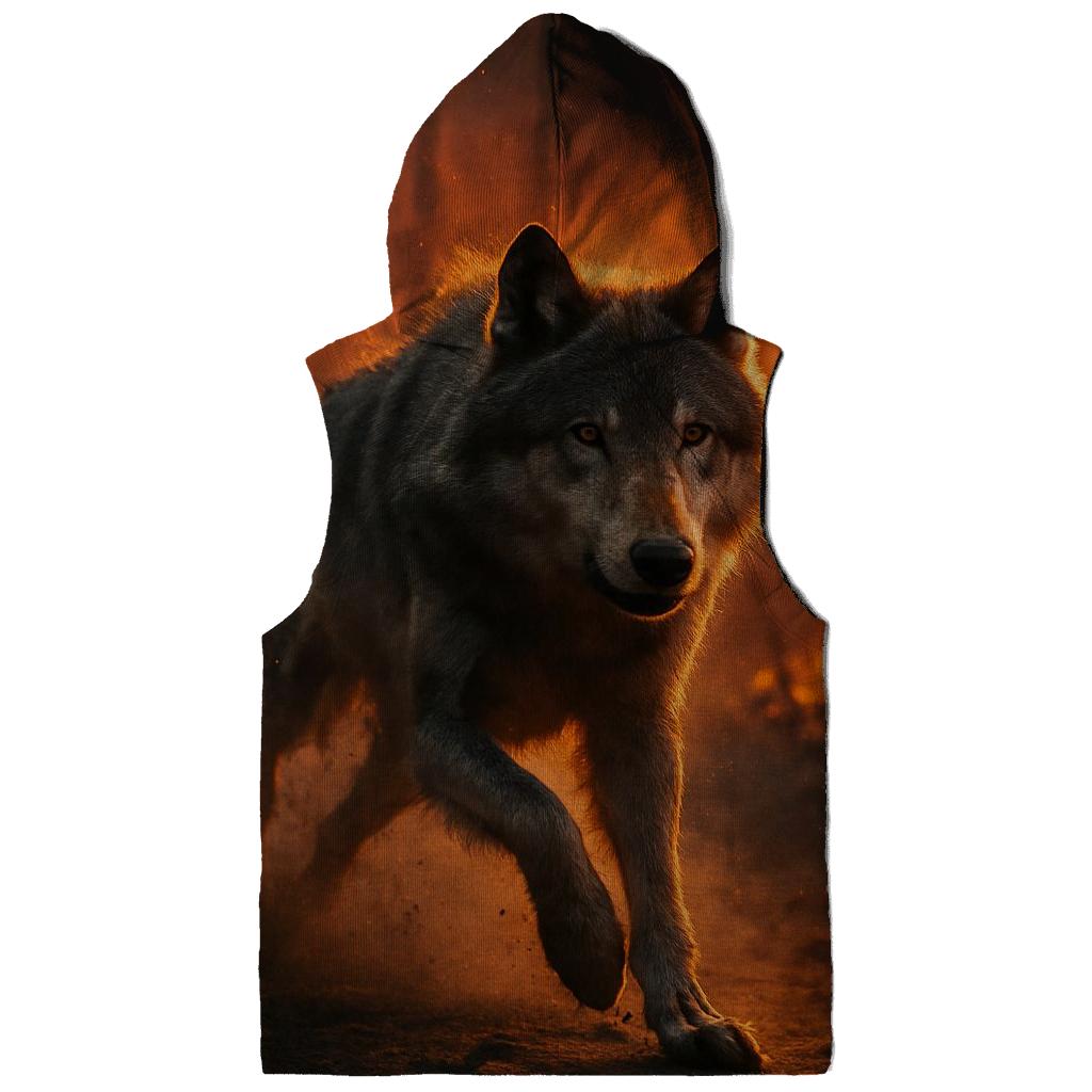 Fireline Escape Forest Wolf At Dusk embroidered hoodies