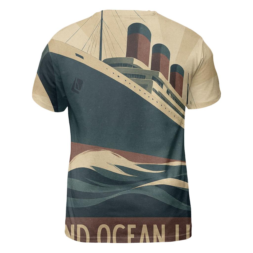 Art Deco Ocean Liner Cruise Advertisement designer pattern shirts