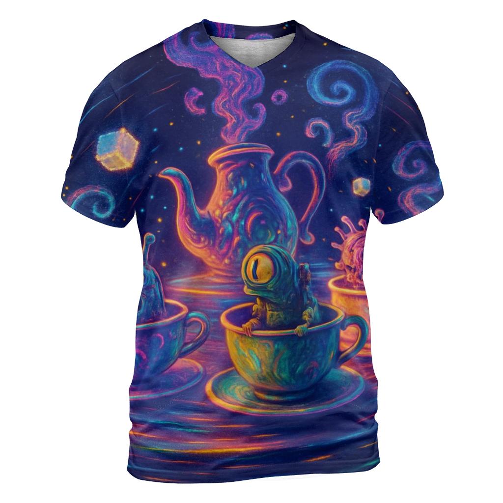 Quantum Tea Party Carousel vibrant all-over design tees