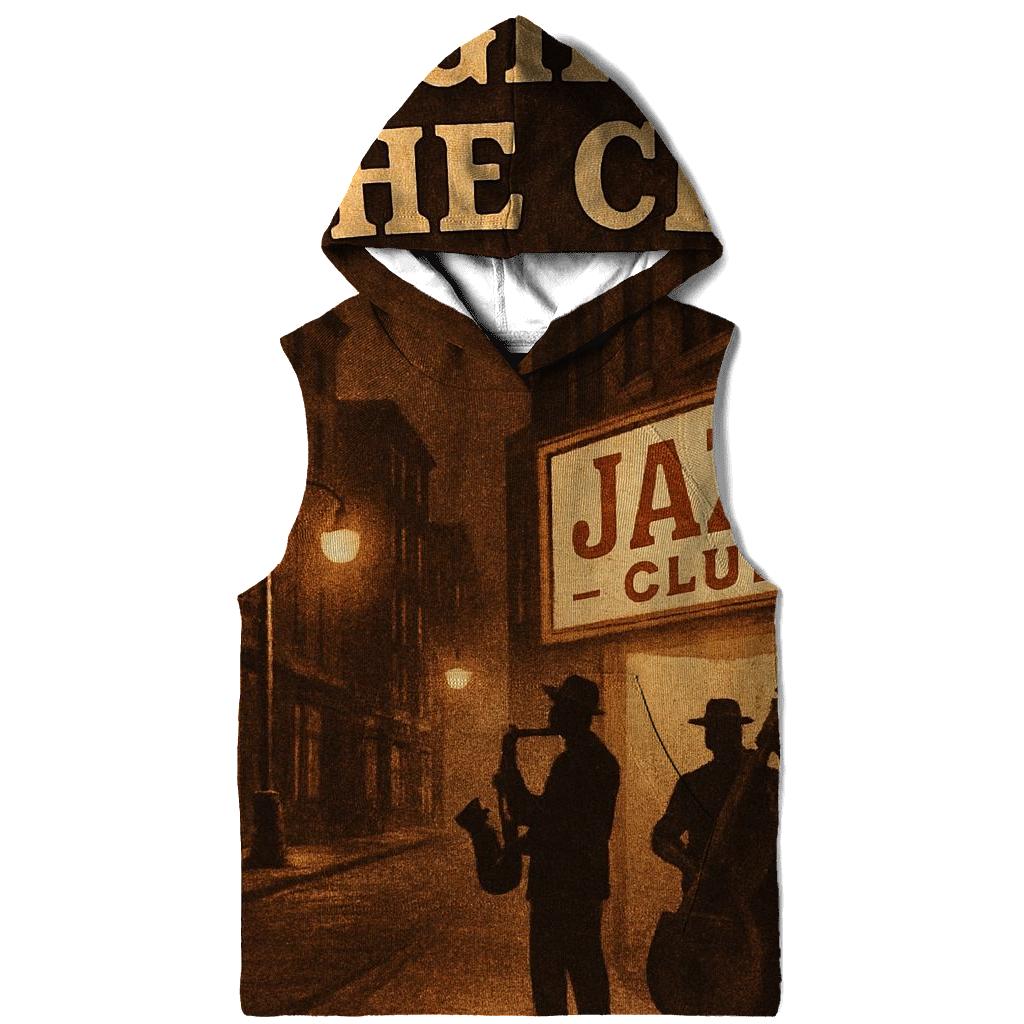 Sepia City Jazz Night Poster zip-up hoodies