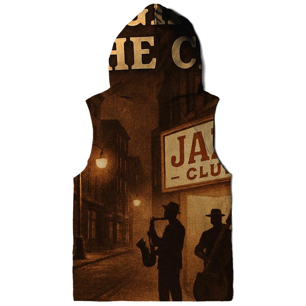 Sepia City Jazz Night Poster zip-up hoodies
