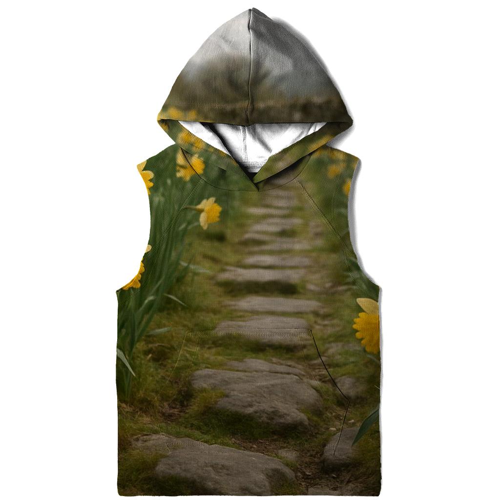 Wild Daffodils Along Ancient Stone Path printed hoodies