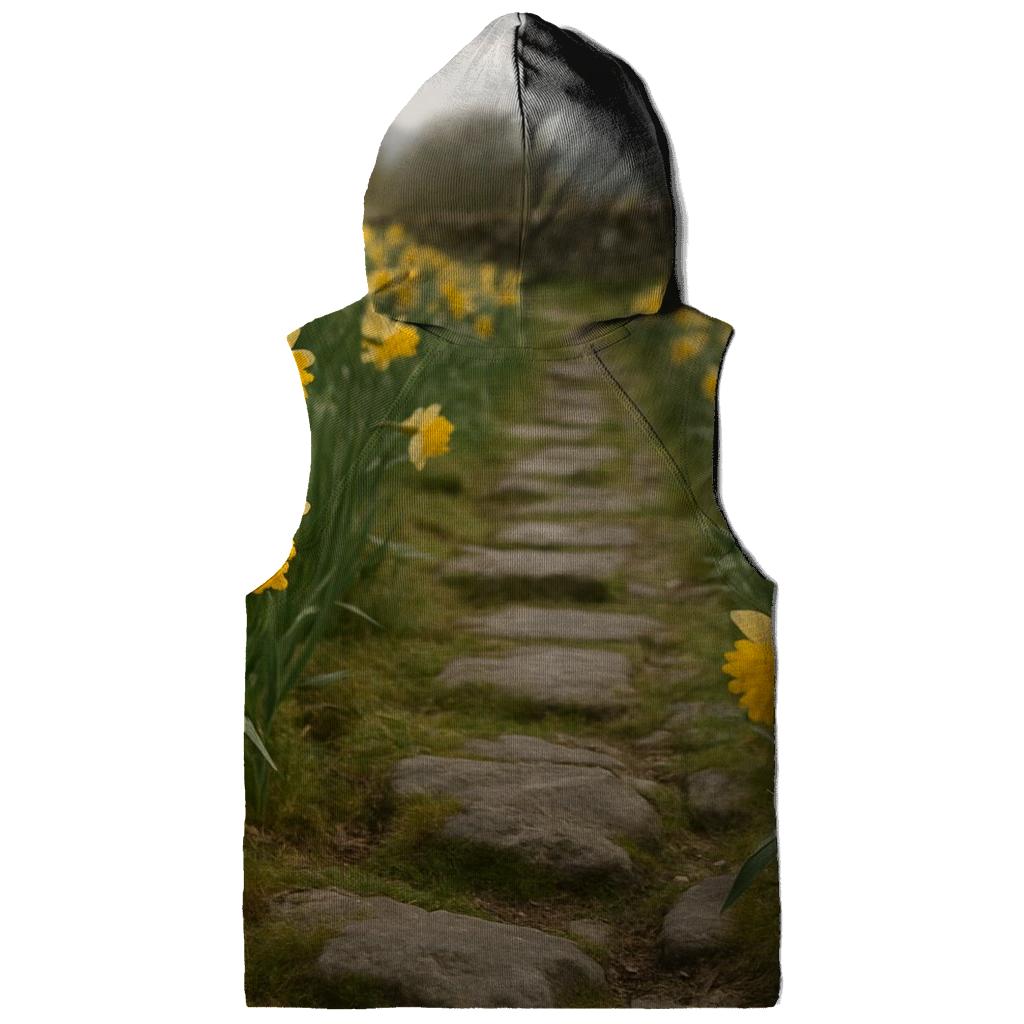 Wild Daffodils Along Ancient Stone Path printed hoodies