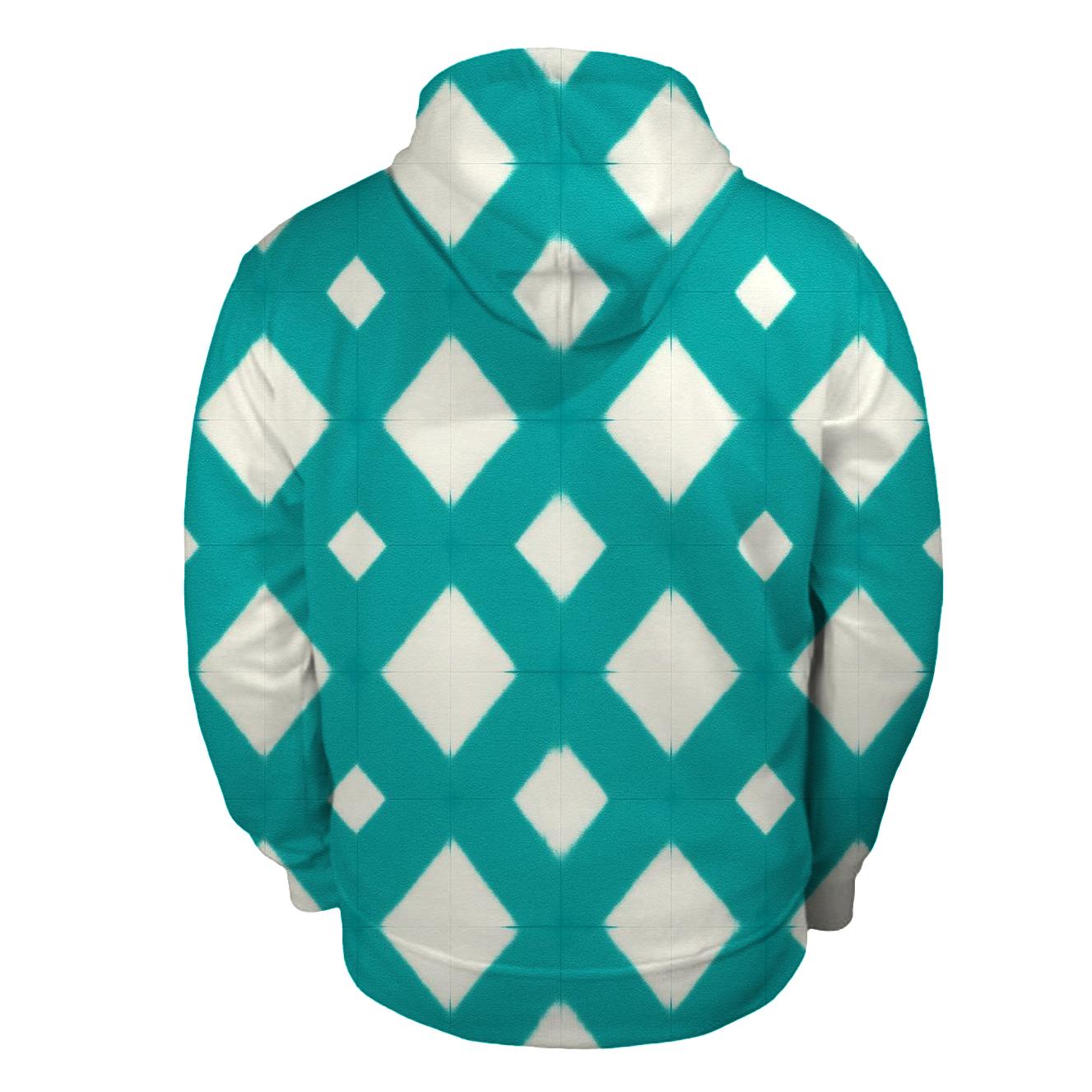 Teal Itajime Diamond Window Grid premium hoodies