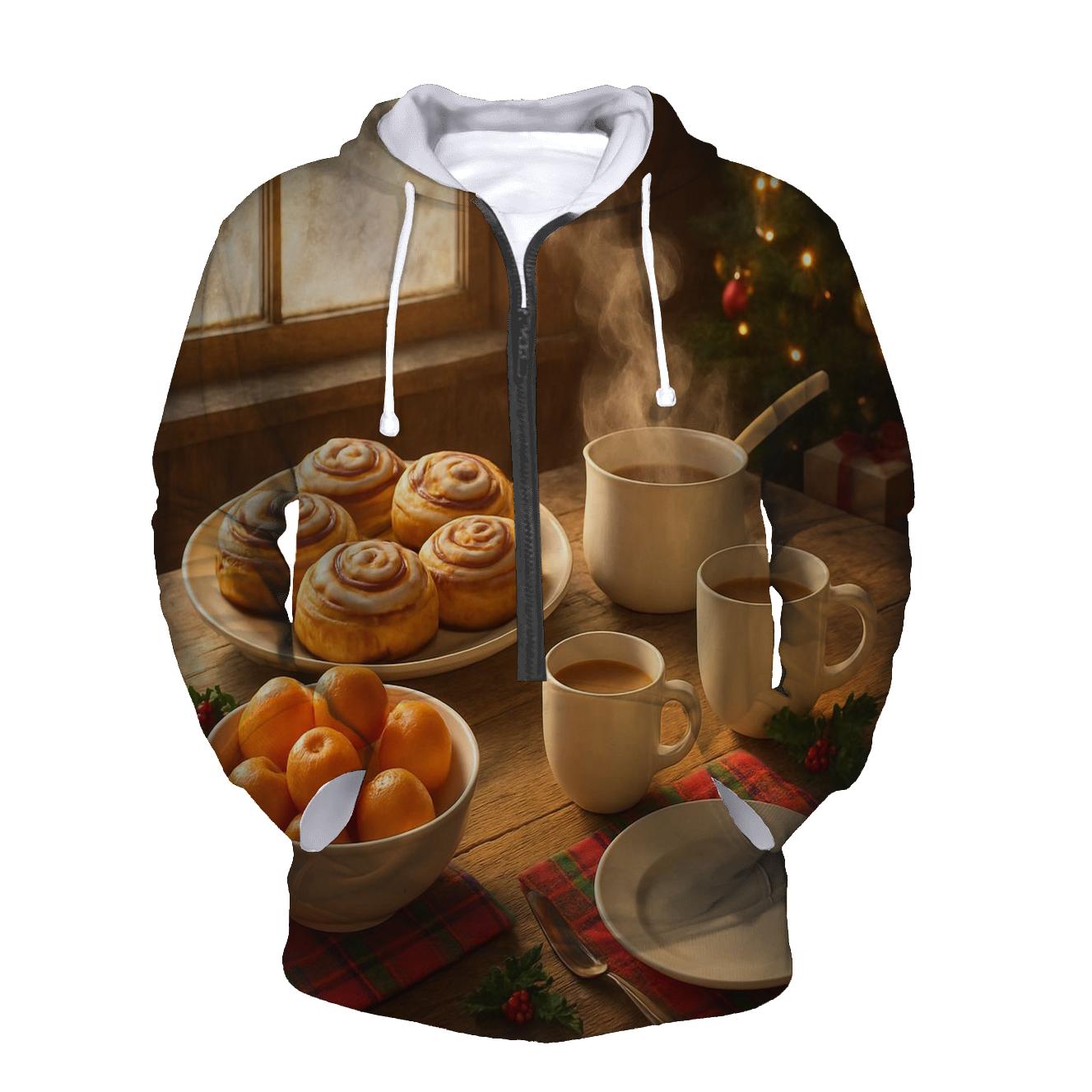 Morning Light Over Christmas Breakfast Table embroidered hoodies