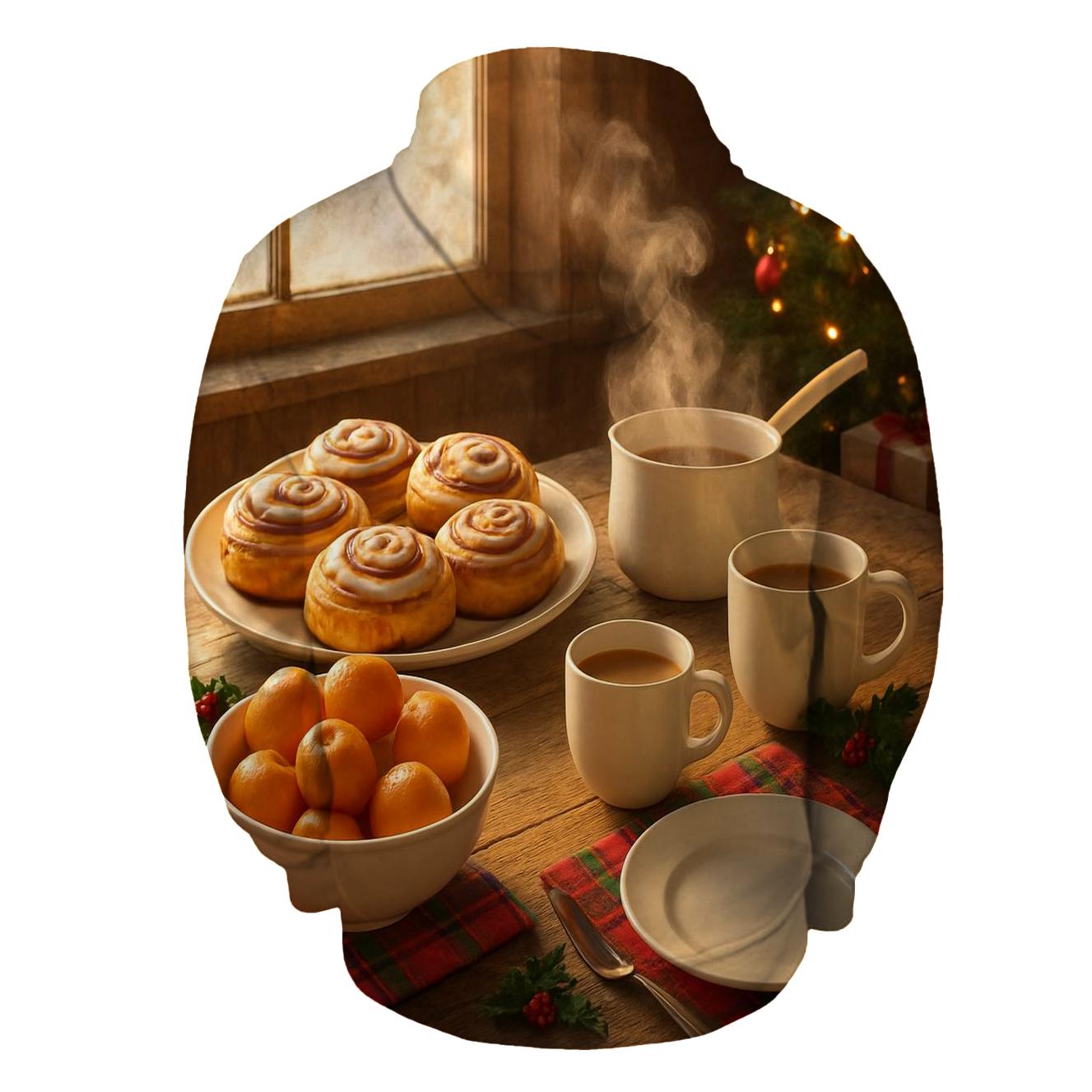 Morning Light Over Christmas Breakfast Table embroidered hoodies