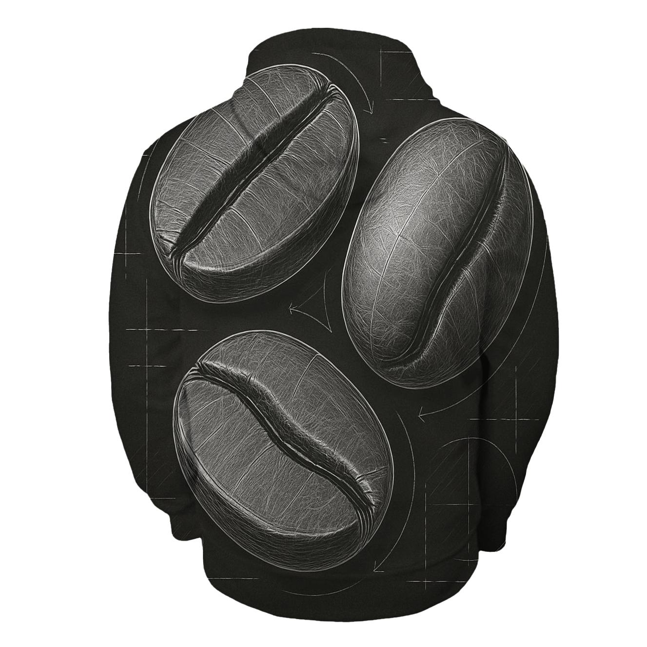 Charcoal Bean Blueprint embroidered hoodies