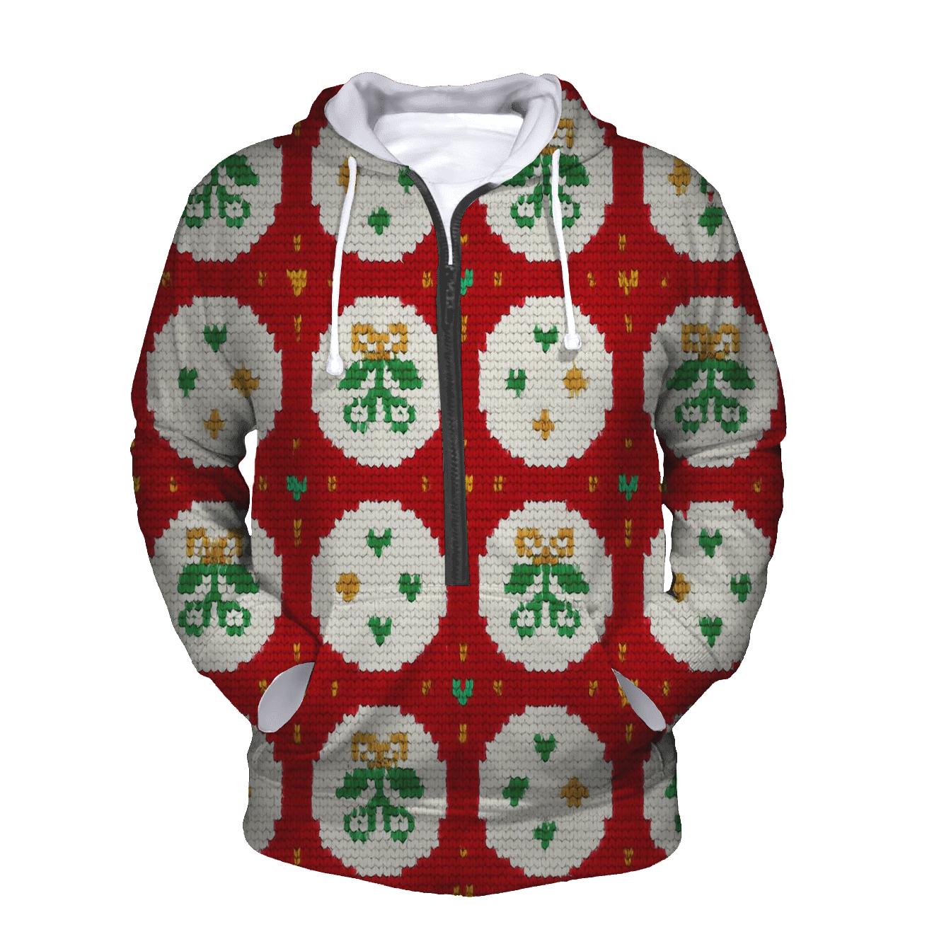 Mistletoe Bubble Polka Grid Design zip-up hoodies