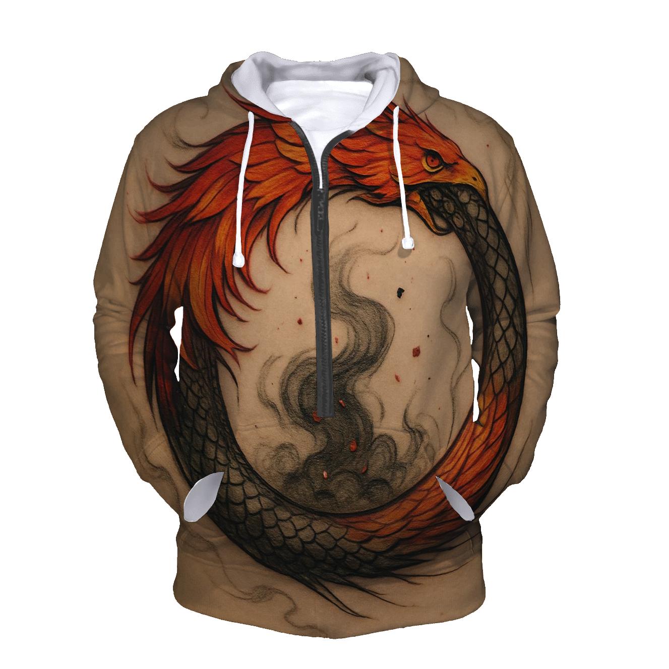 Phoenix Feather Ouroboros Ring zip-up hoodies
