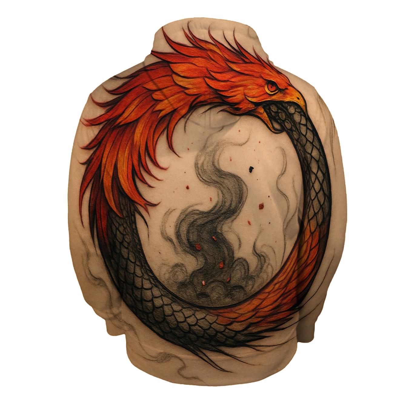 Phoenix Feather Ouroboros Ring zip-up hoodies
