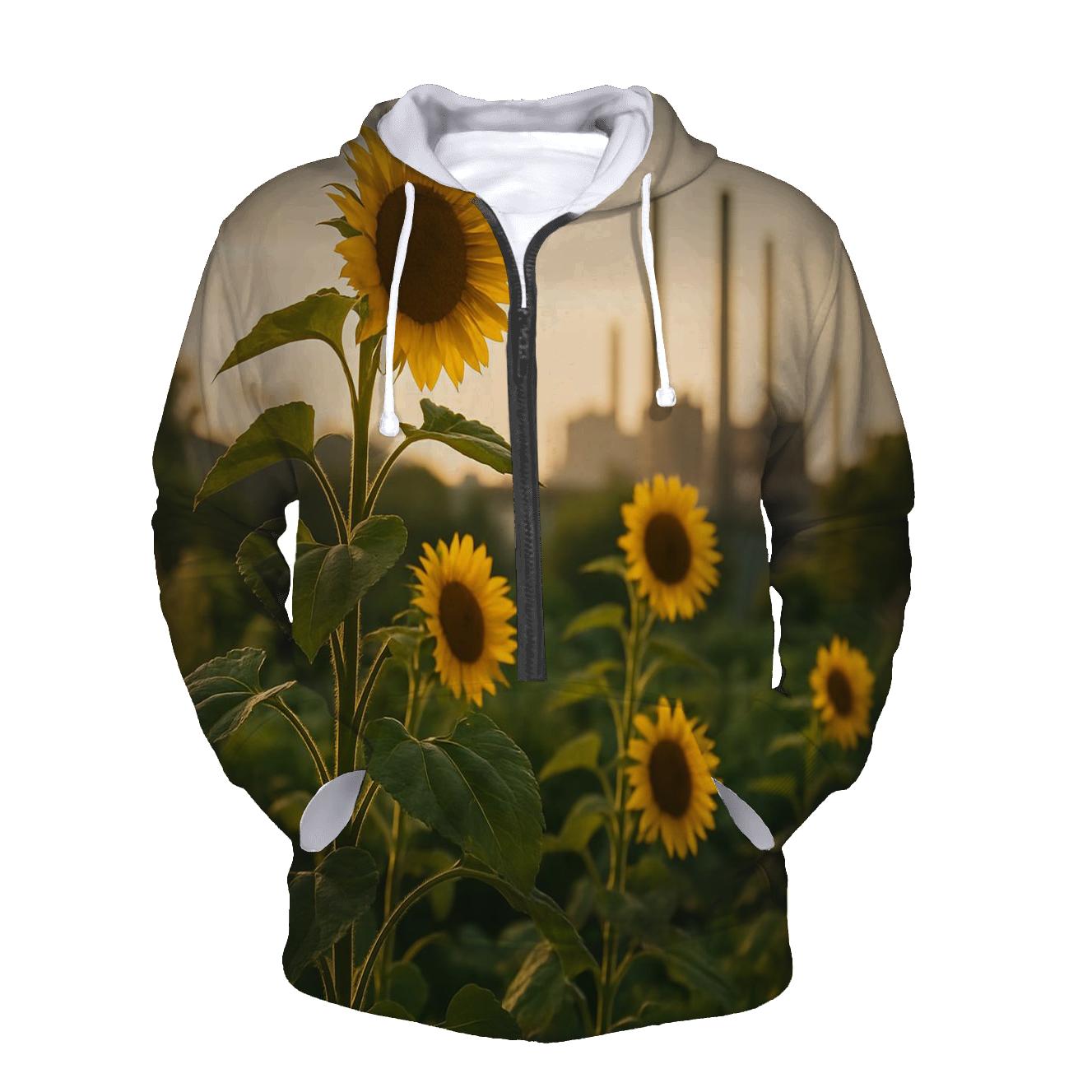 Sunflowers Facing Industrial Skyline custom hoodies