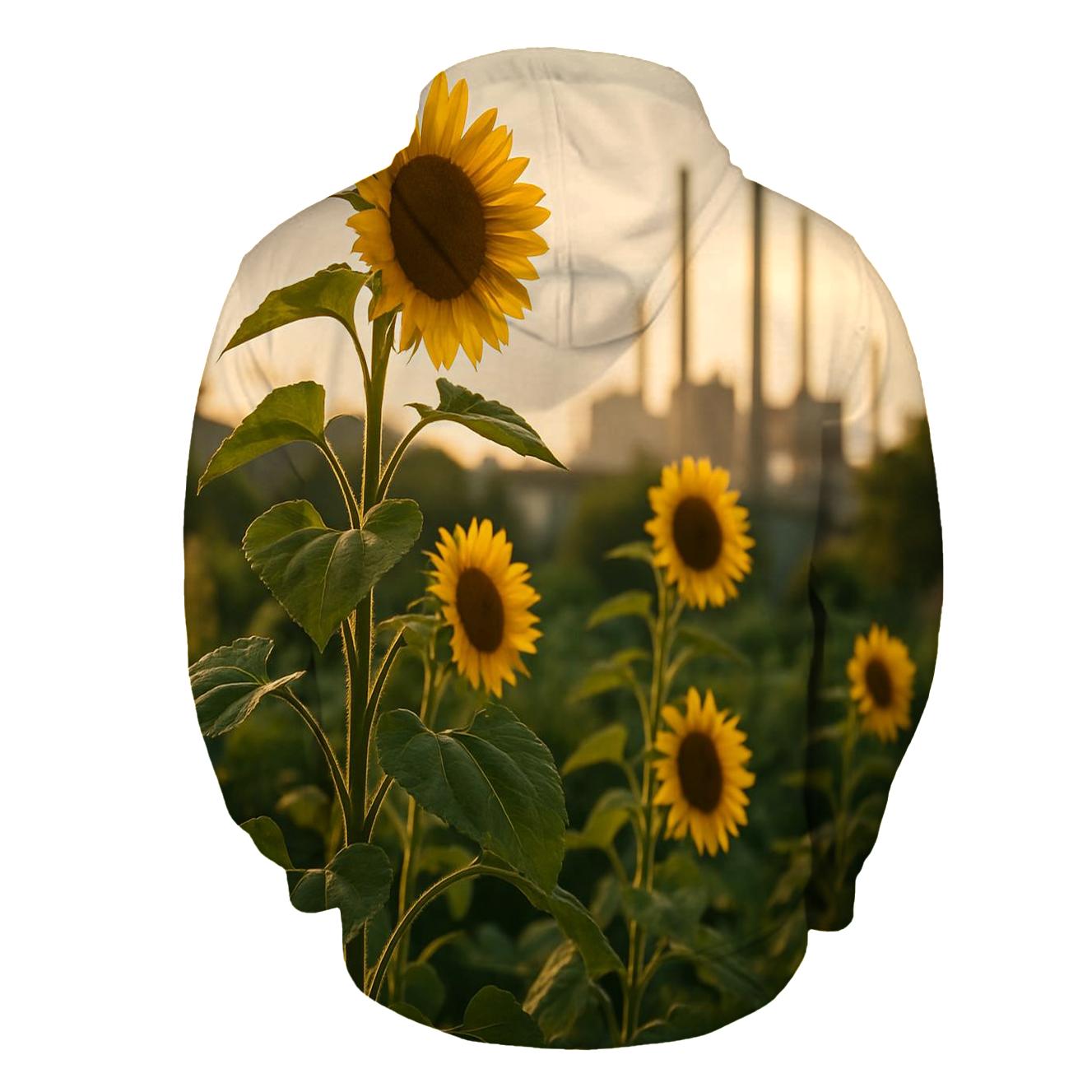 Sunflowers Facing Industrial Skyline custom hoodies