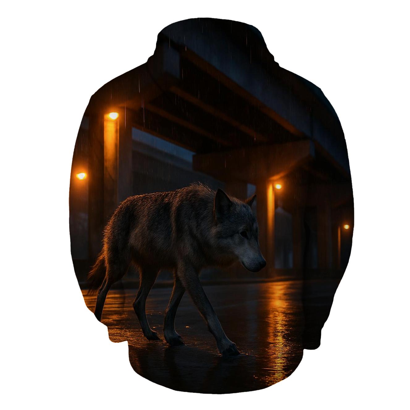 Rain Slick Highway Overpass Wolf hoodie trends