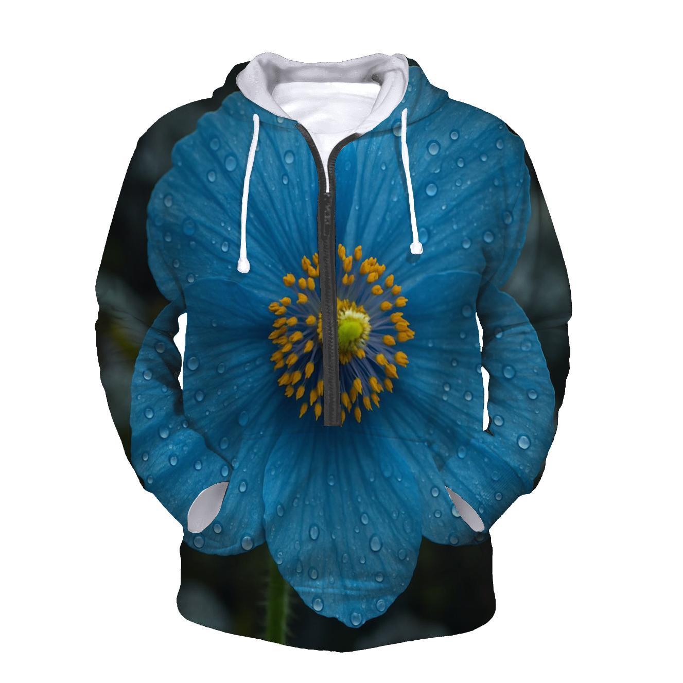 Water Droplets On Himalayan Blue Poppy custom hoodies