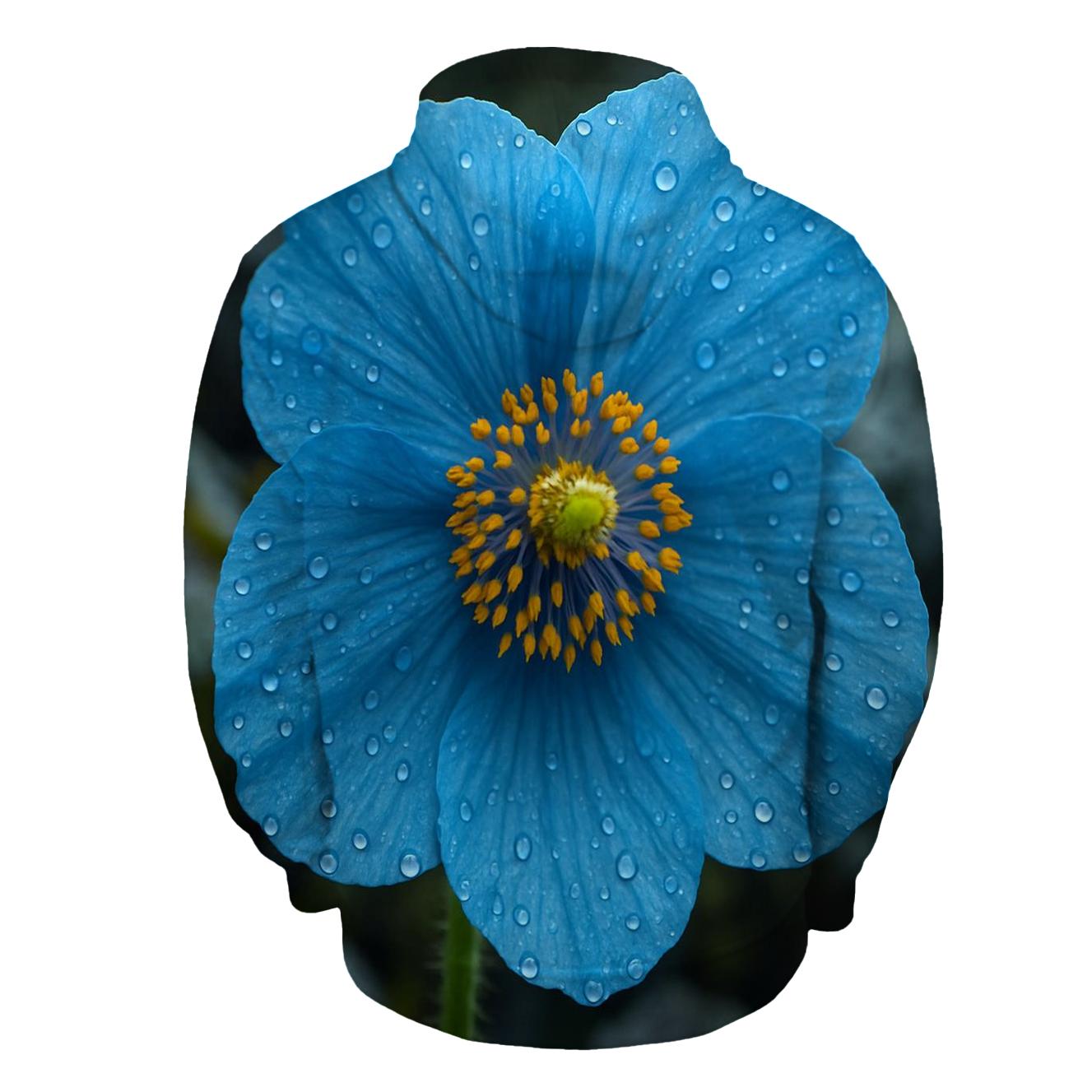 Water Droplets On Himalayan Blue Poppy custom hoodies