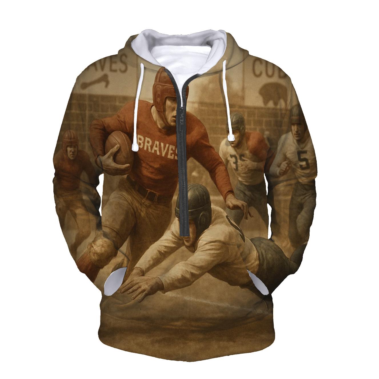 Retro Gridiron In Sepia Rivalry zip-up hoodies