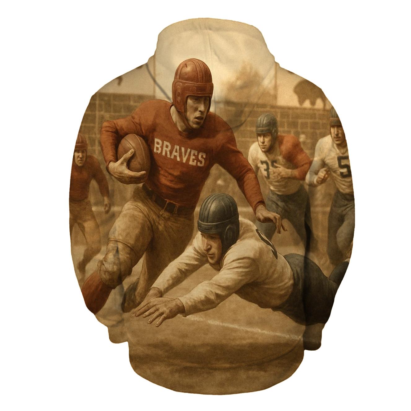 Retro Gridiron In Sepia Rivalry zip-up hoodies