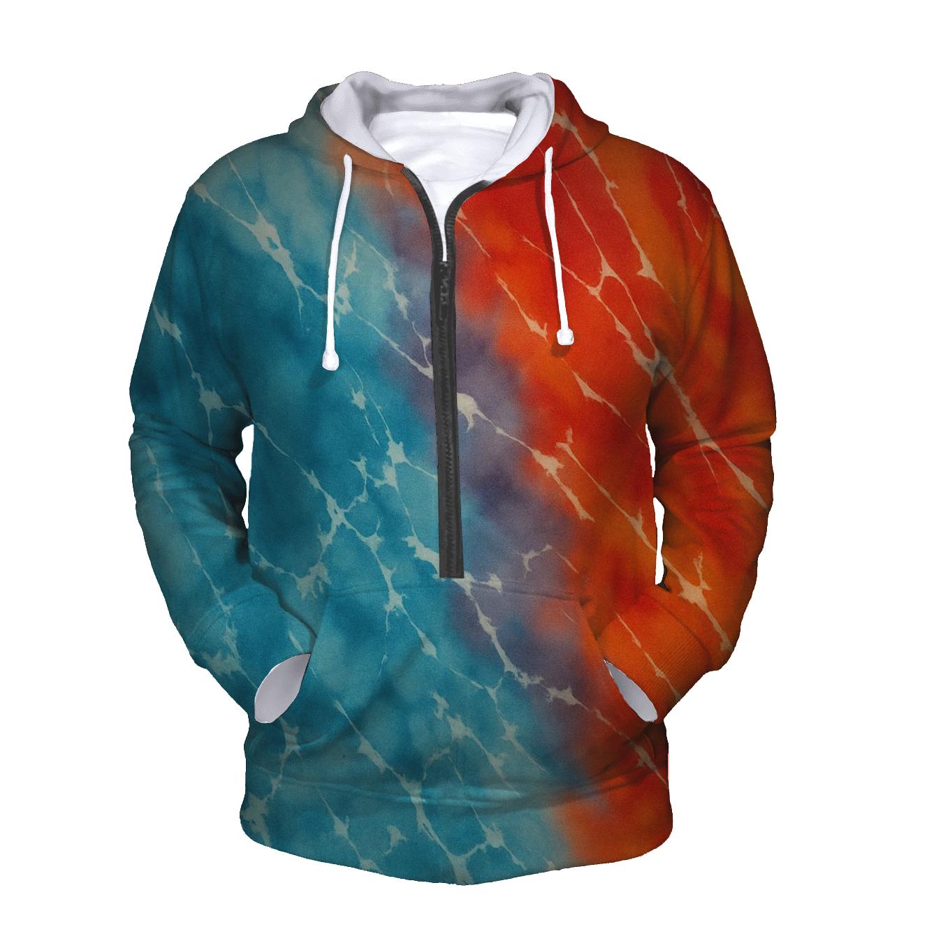 Fire And Ice Diagonal Crumple zip-up hoodies