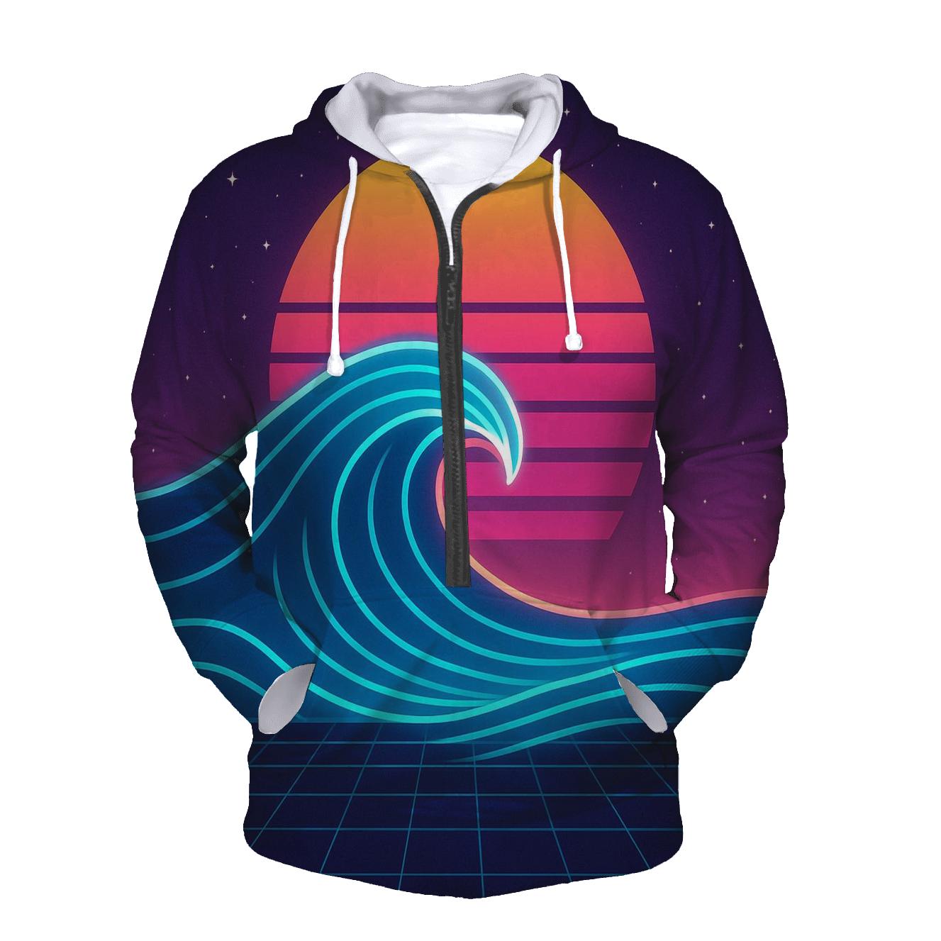 Cosmic Neon Rollerwave graphic hoodies